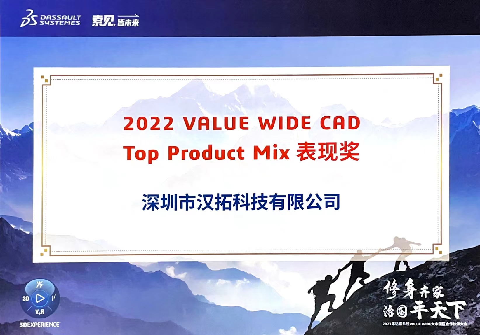 2022 VALUE WIDE CAD Top Product Mix 表现奖